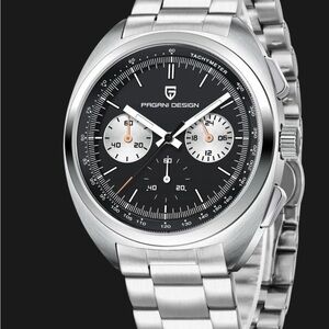 Pagani Design Silver and Black chronograph mens Watch